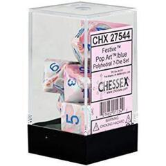 CHX27544 - Chessex 2Pop Art /blue  Polyhedral 7 Dice Set
